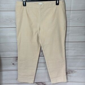 J. Jill Almond Corduroy Side Zip Ankle Cropped Pants Size 16P